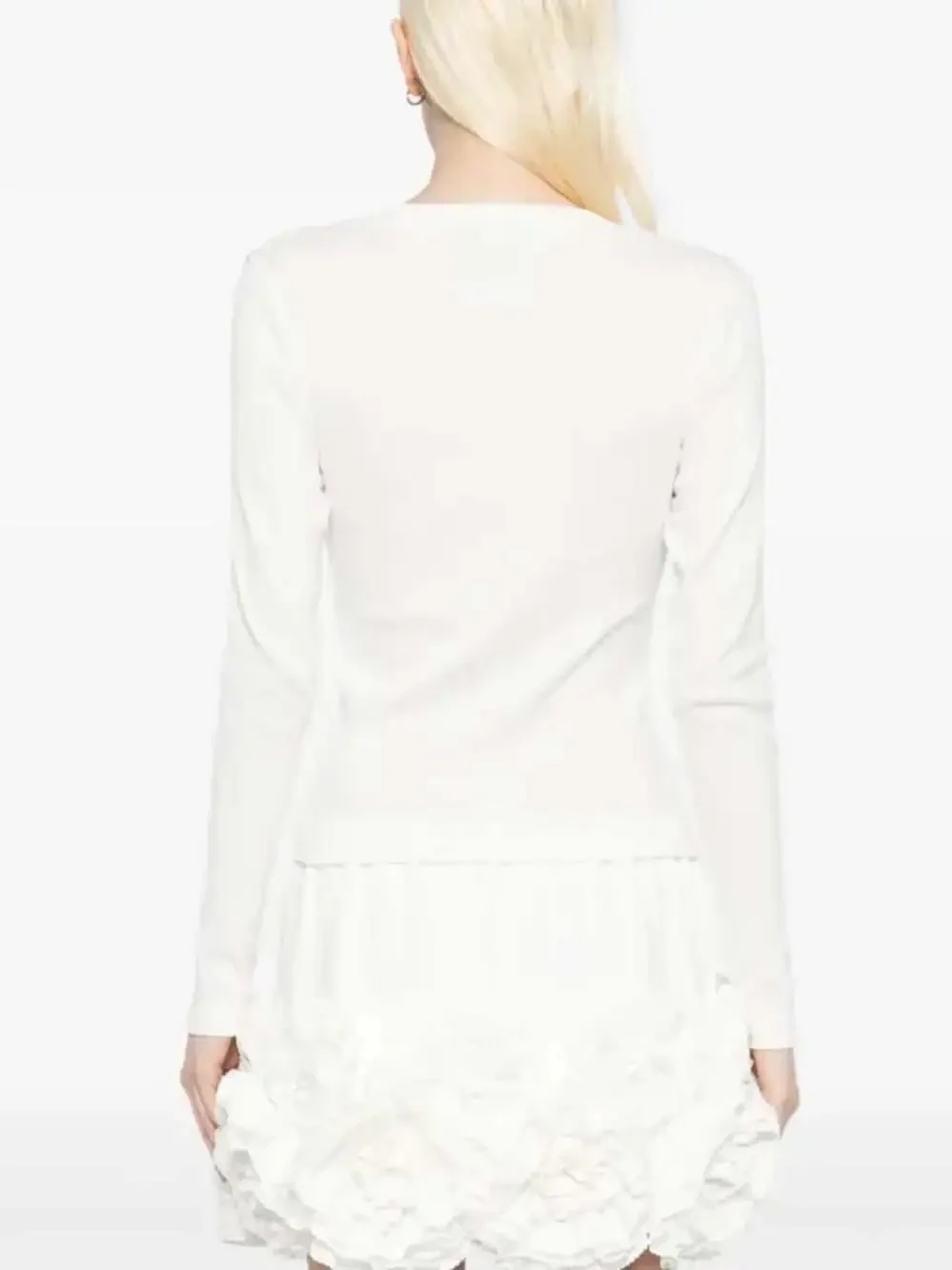 Reformation Ribbed Henley Long Sleeve Shirt White